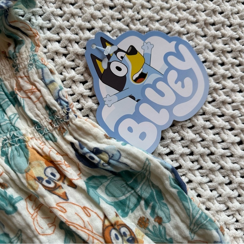 Bluey NEW Disney Tropical Printed Gauze Tiered Girls Toddler Sundress Size 2T - Picture 7 of 7